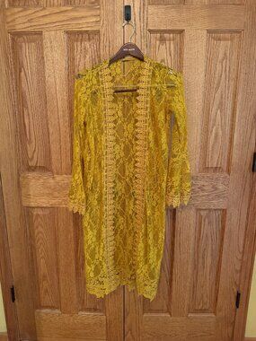 Lace duster gold golden yellow